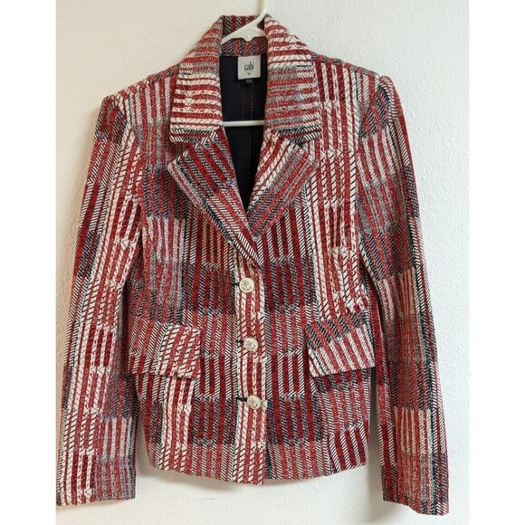 Women's Cabi Patchwork Blazer #6028 Red White Blue Classic Jacket XS EXCELLENT! - Picture 2 of 13